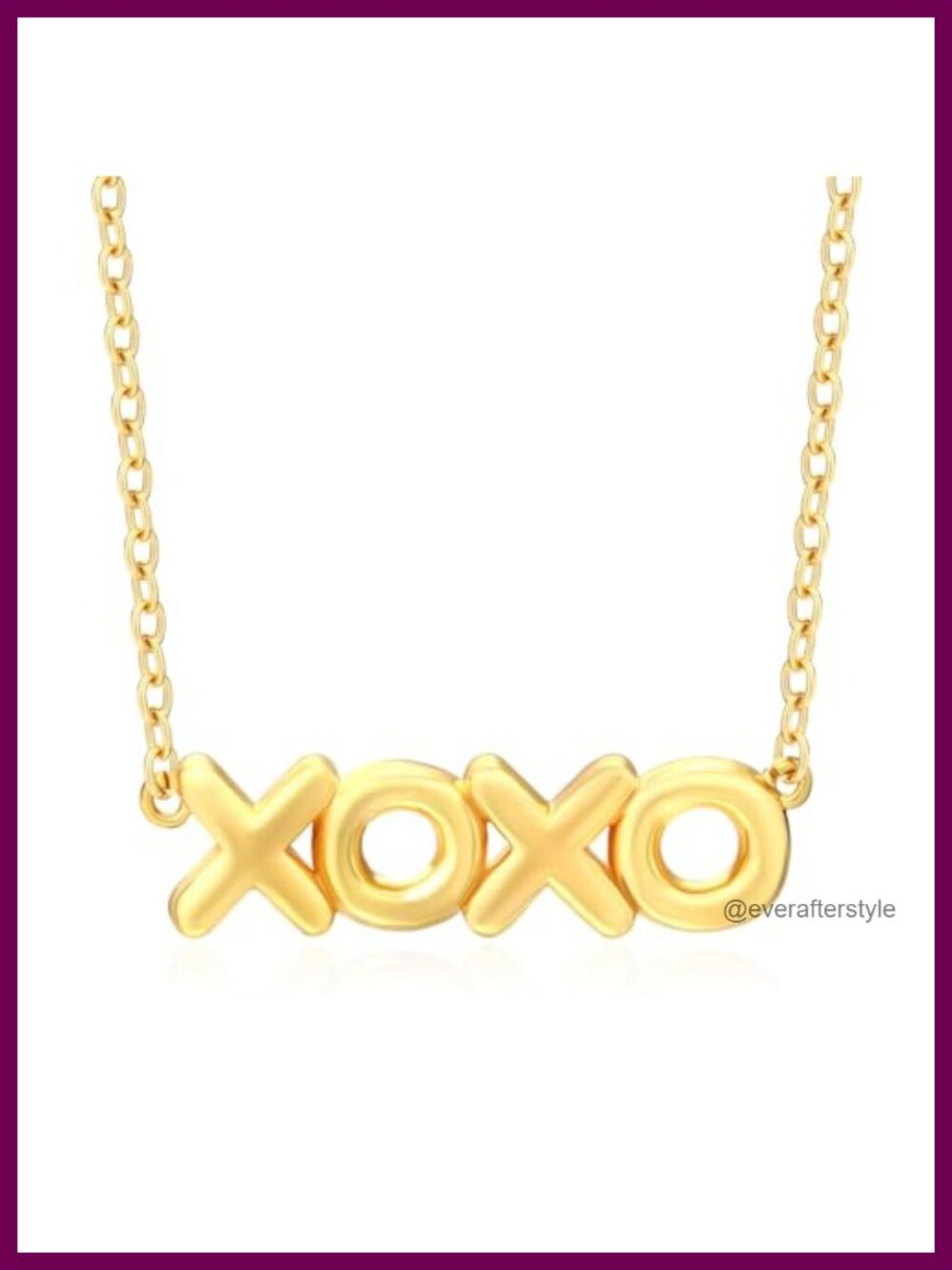 XOXO Bubble Letter Charm Necklace 18K Gold Plated Stainless Steel